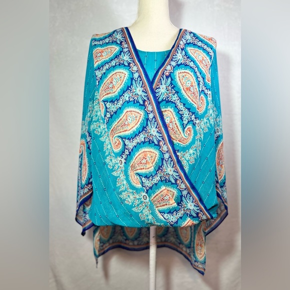 🔥3 for $15🔥Chico's size 1 Multicolor Paisley Blouse Women’s Size 8 Long Sleeve - Picture 4 of 9